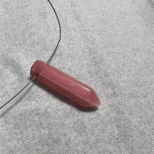 Pink Quartz Pendant with wire necklace